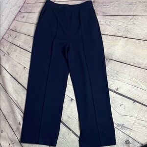 St. John Navy Straight-Leg Santana Knit Tailored Trousers